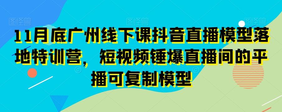 11月底广州线下课抖音直播模型落地特训营，短视频锤爆直播间的平播可复制模型-海旭网创