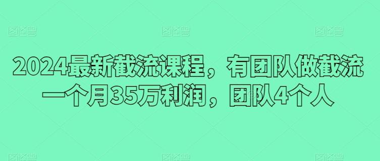 2024最新截流课程，有团队做截流一个月35万利润，团队4个人-海旭网创