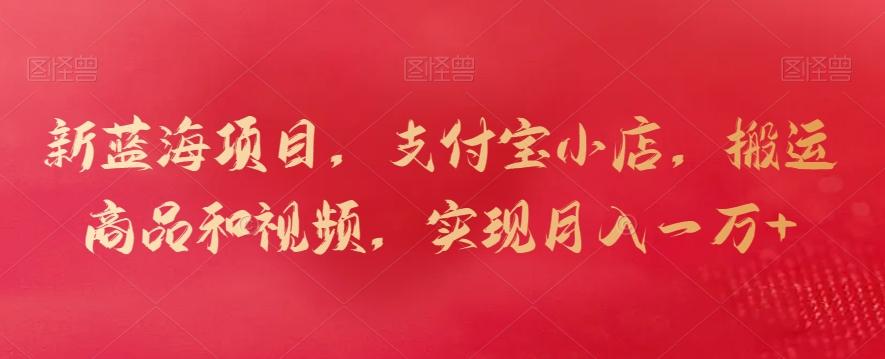 新蓝海项目，支付宝小店，搬运商品和视频，实现月入一万+【揭秘】-海旭网创