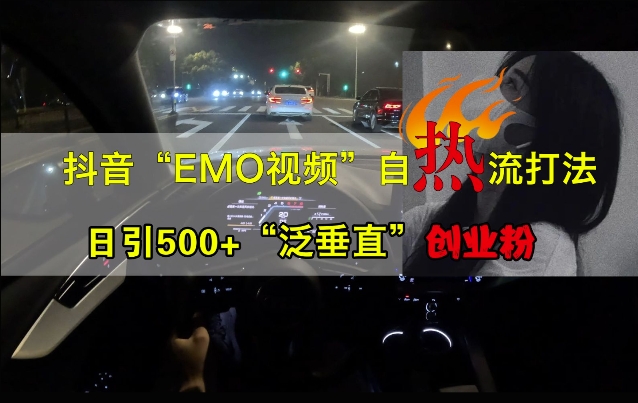 抖音EMO视频自热打法，日引500+“泛垂直”创业粉-海旭网创