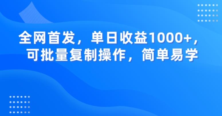 全网首发，单日收益1000+，可批量复制操作，简单易学【揭秘】-海旭网创