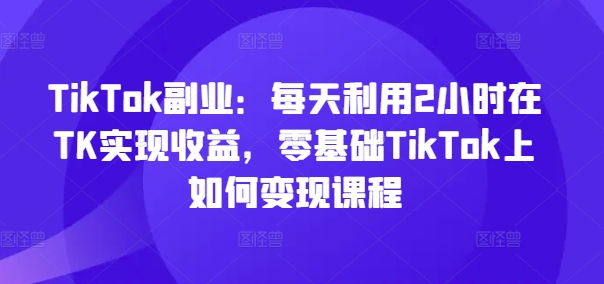 TikTok副业：每天利用2小时在TK实现收益，零基础TikTok上如何变现课程-海旭网创