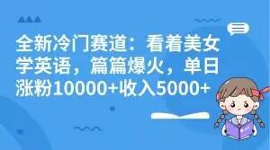 全新冷门赛道：看着美女学英语，篇篇爆火，单日涨粉10000+收入5000+-海旭网创