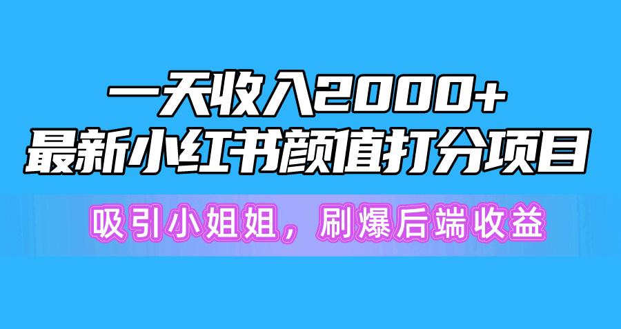 一天收入2000+，最新小红书颜值打分项目，吸引小姐姐，刷爆后端收益-海旭网创