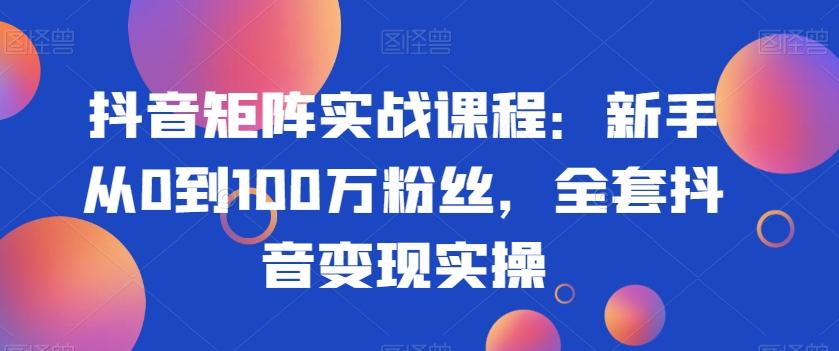 抖音矩阵实战课程：新手从0到100万粉丝，全套抖音变现实操-海旭网创
