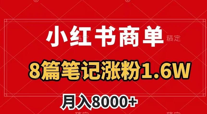 小红书商单最新玩法，8篇笔记涨粉1.6w，作品制作简单，月入8000+【揭秘】-海旭网创