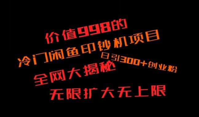 闲鱼流量印钞机项目大揭秘，日引300+创业粉，保姆级实操教程-海旭网创