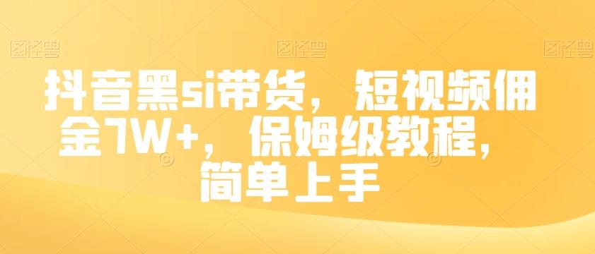 抖音黑si带货，短视频佣金7W+，保姆级教程，简单上手【揭秘】-海旭网创
