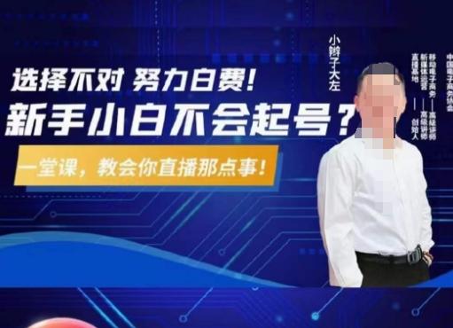 大左教您从0到1做直播带货，选择不对，努力白费，5小时课程搞定那点事，解决你起号问题-海旭网创