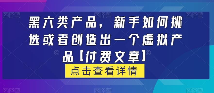 黑六类虚拟产品，新手如何挑选或者创造出一个虚拟产品【付费文章】-海旭网创