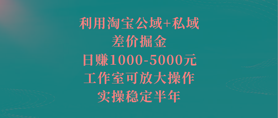 利用淘宝公域+私域差价掘金，日赚1000-5000元，工作室可放大操作，实操…-海旭网创