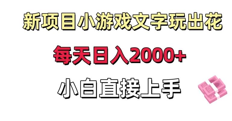 新项目小游戏文字玩出花日入2000+，每天只需一小时，小白直接上手【揭秘】-海旭网创