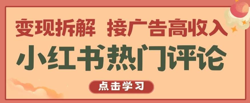 小红书热门评论，变现拆解，接广告高收入【揭秘 】-海旭网创