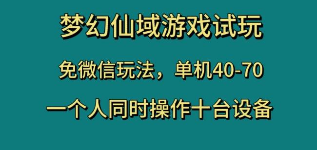 梦幻仙域游戏试玩，免微信玩法，单机40-70，一个人同时操作十台设备【揭秘】-海旭网创
