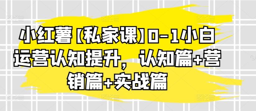 小红薯【私家课】0-1小白运营认知提升，认知篇+营销篇+实战篇-海旭网创