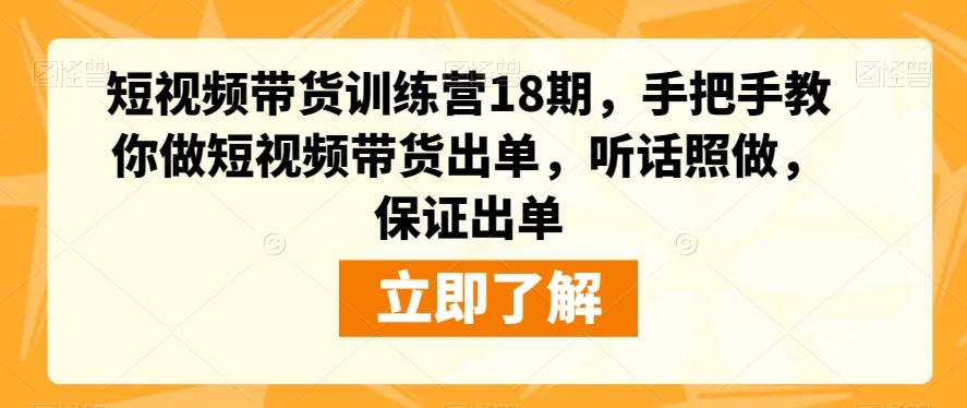 短视频带货训练营18期，手把手教你做短视频带货出单，听话照做，保证出单-海旭网创