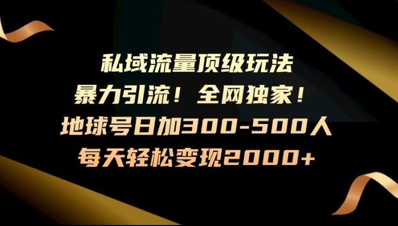 暴力引流，全网独家，地球号日加300-500人，私域流量顶级玩法，每天轻松变现2000+-海旭网创