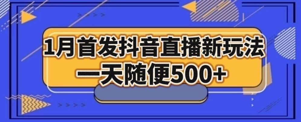 1月手法，抖音直播最新玩法，一天随便500+-海旭网创