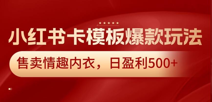 小红书卡模板爆款玩法，售卖情趣内衣，日盈利500+【揭秘】-海旭网创