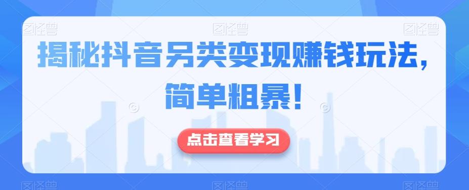 揭秘抖音另类变现赚钱玩法，简单粗暴！-海旭网创