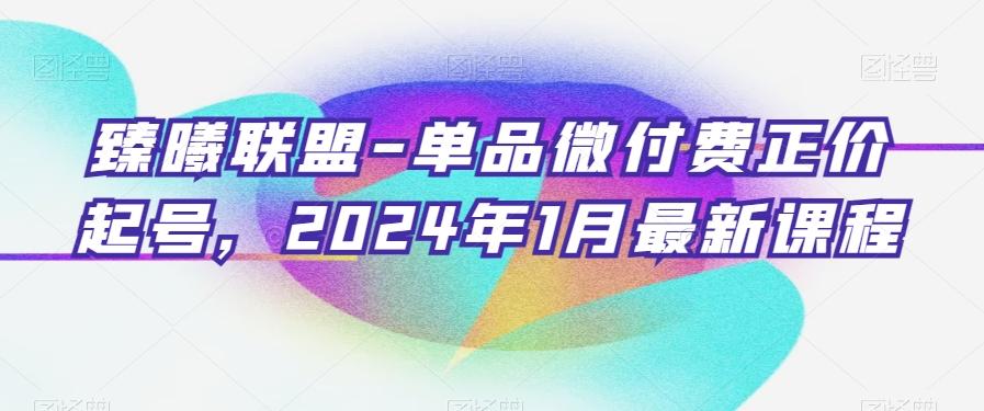 臻曦联盟-单品微付费正价起号，2024年1月最新课程-海旭网创