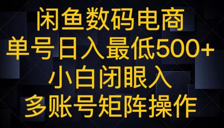 闲鱼数码电商，单号日入最低500+，小白闭眼入，多账号矩阵操作-海旭网创