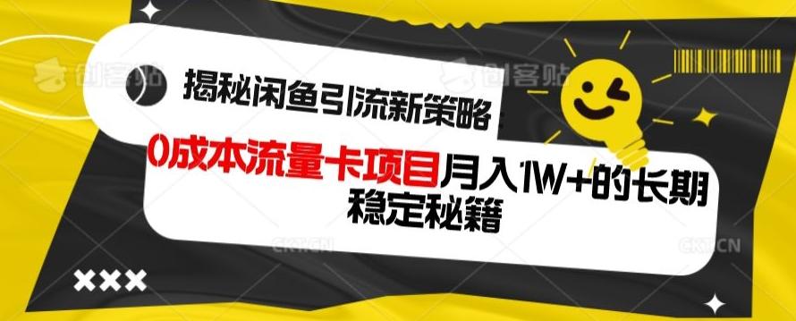 揭秘闲鱼引流新策略：0成本流量卡项目，月入1W+的长期稳定秘籍-海旭网创