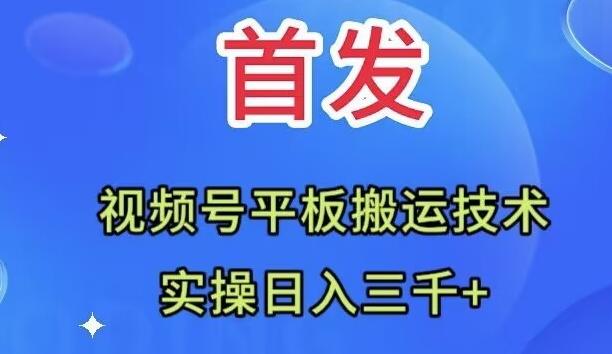 全网首发：视频号平板搬运技术，实操日入三千＋-海旭网创
