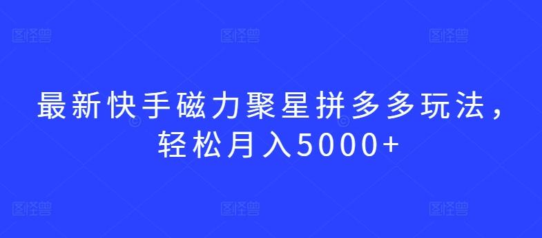 最新快手磁力聚星拼多多玩法，轻松月入5000+【揭秘】-海旭网创