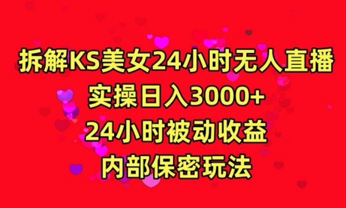 利用快手24小时无人美女直播，实操日入3000，24小时被动收益，内部保密玩法【揭秘】-海旭网创