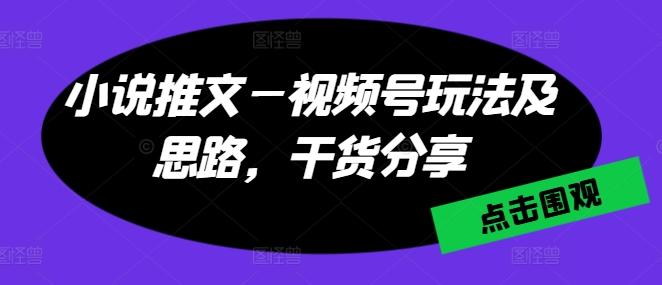 小说推文—视频号玩法及思路，干货分享-海旭网创