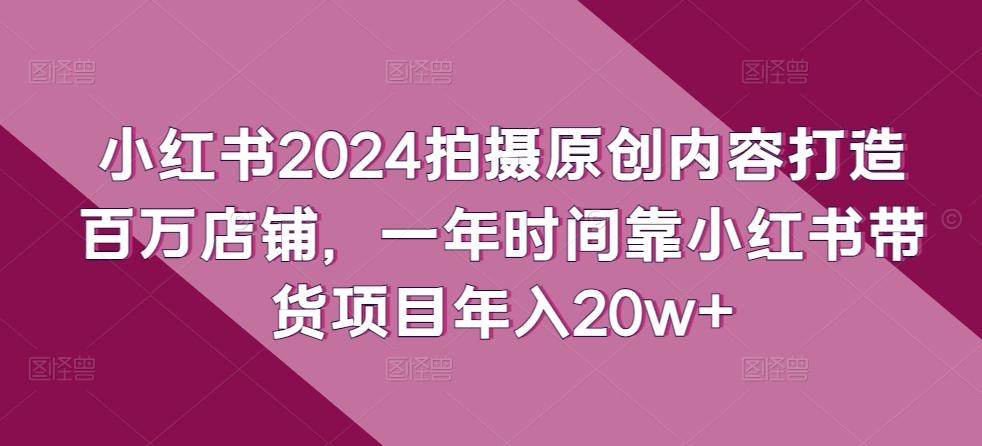 小红书2024拍摄原创内容打造百万店铺，一年时间靠小红书带货项目年入20w+-海旭网创