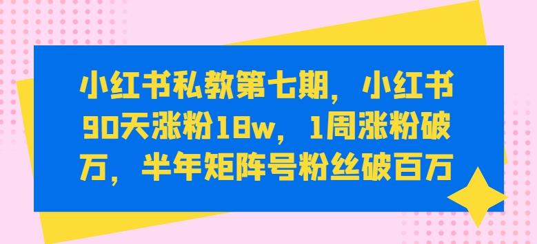 小红书私教第七期，小红书90天涨粉18w，1周涨粉破万，半年矩阵号粉丝破百万-海旭网创