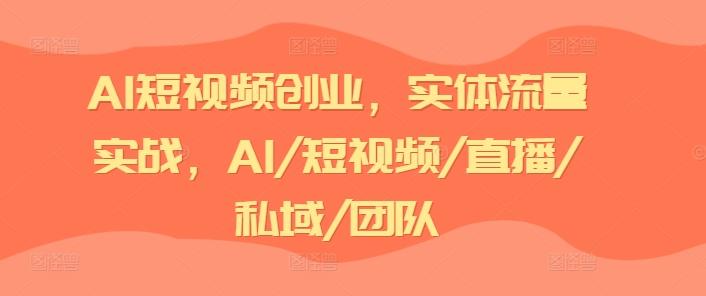 AI短视频创业，实体流量实战，AI/短视频/直播/私域/团队-海旭网创