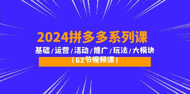 (10019期)2024拼多多系列课：基础/运营/活动/推广/玩法/大模块(62节视频课)-海旭网创