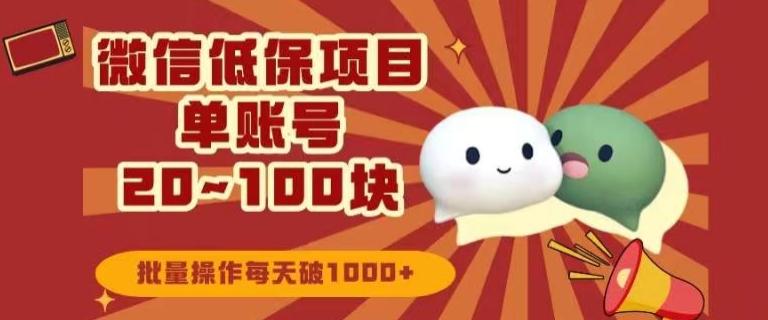 微信领低保单账号20元-100元，批量操作每天破1000+-海旭网创