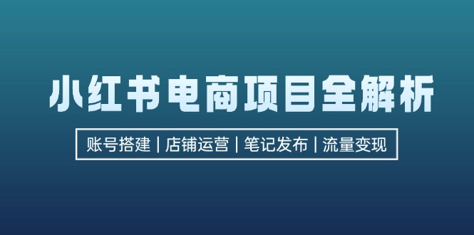小红书电商项目全解析，包括账号搭建、店铺运营、笔记发布  实现流量变现-海旭网创