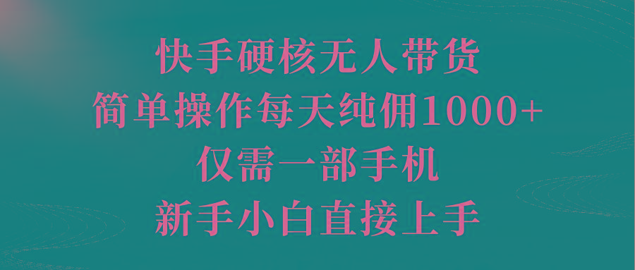 (9861期)快手硬核无人带货，简单操作每天纯佣1000+,仅需一部手机，新手小白直接上手-海旭网创