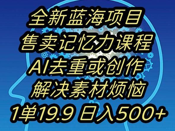 蓝海项目记忆力提升，AI去重，一单19.9日入500+【揭秘】-海旭网创