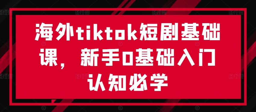 海外tiktok短剧基础课，新手0基础入门认知必学-海旭网创
