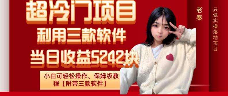 超冷门项目、利用三款软件、当日收益5242块、小白可轻松操作、保姆级教程【附带三款软件】-海旭网创