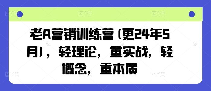 老A营销训练营(更24年6月)，轻理论，重实战，轻概念，重本质-海旭网创