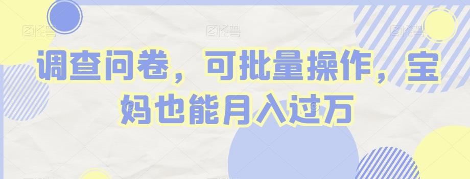 调查问卷，可批量操作，宝妈也能月入过万-海旭网创