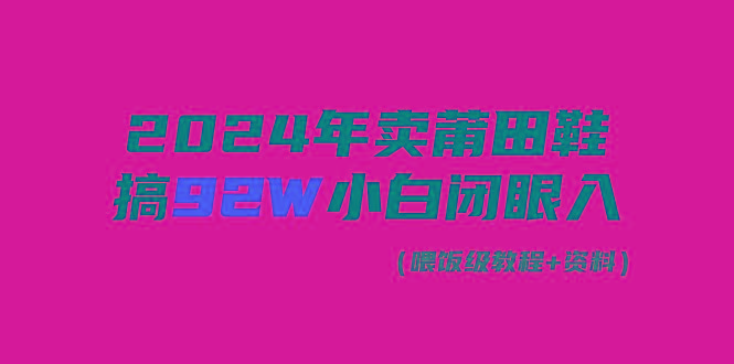 (9329期)2024年卖莆田鞋，搞了92W，小白闭眼操作！-海旭网创