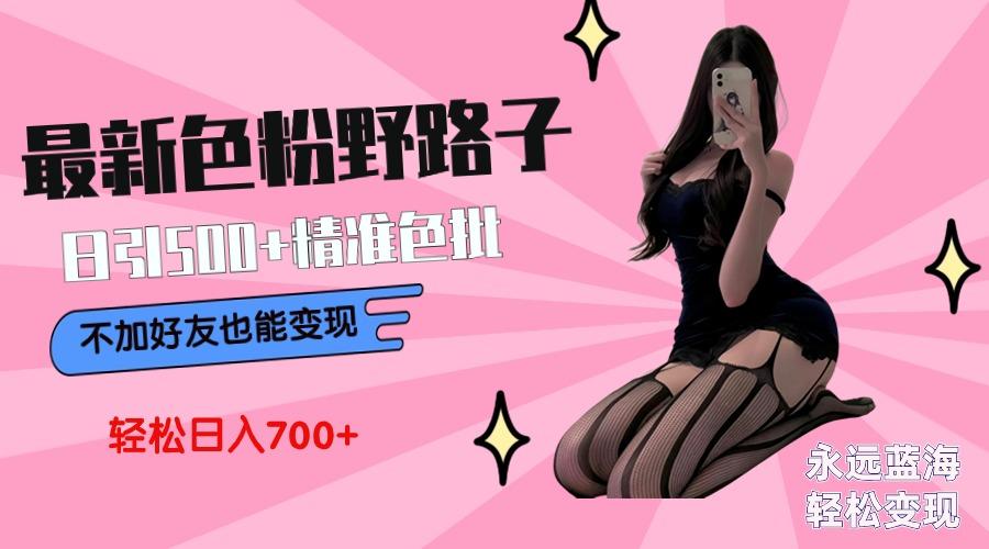 最新色粉变现野路子，日引500+老色批 可不加好友直接变现 小白轻松日入700+-海旭网创