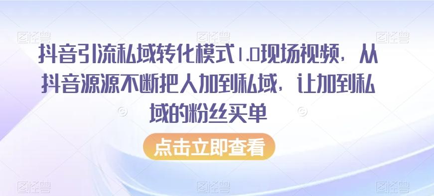 抖音引流私域转化模式1.0现场视频，从抖音源源不断把人加到私域，让加到私域的粉丝买单-海旭网创