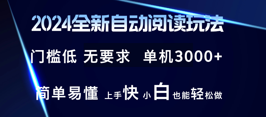 2024全新自动阅读玩法 全新技术 全新玩法 单机3000+ 小白也能玩的转 也…-海旭网创