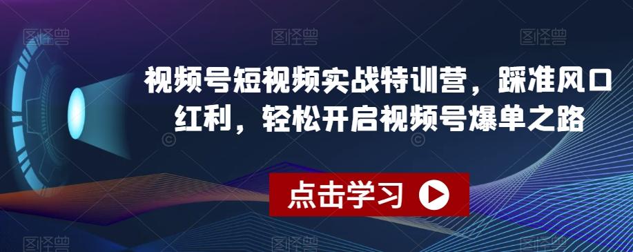 视频号短视频实战特训营，踩准风口红利，轻松开启视频号爆单之路-海旭网创
