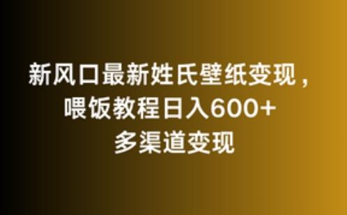 新风口最新姓氏壁纸变现，喂饭教程日入600+【揭秘】-海旭网创