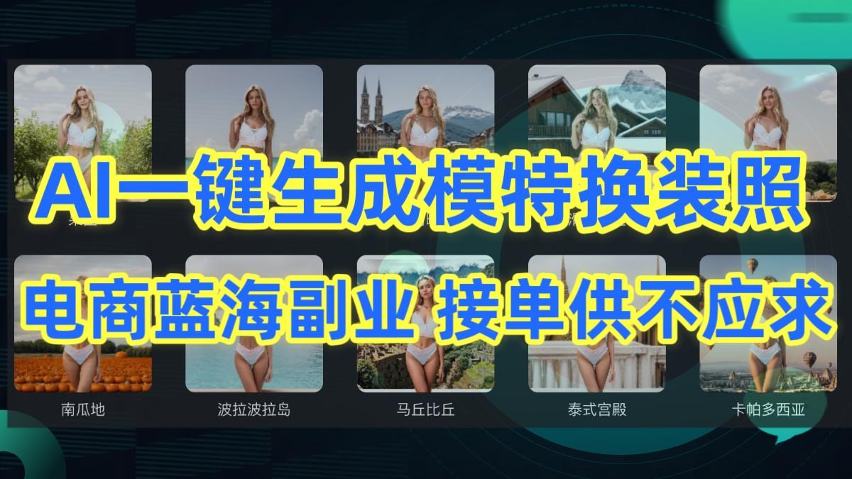 AI制作一键生成模特换装照，电商蓝海副业，接单供不应求-海旭网创